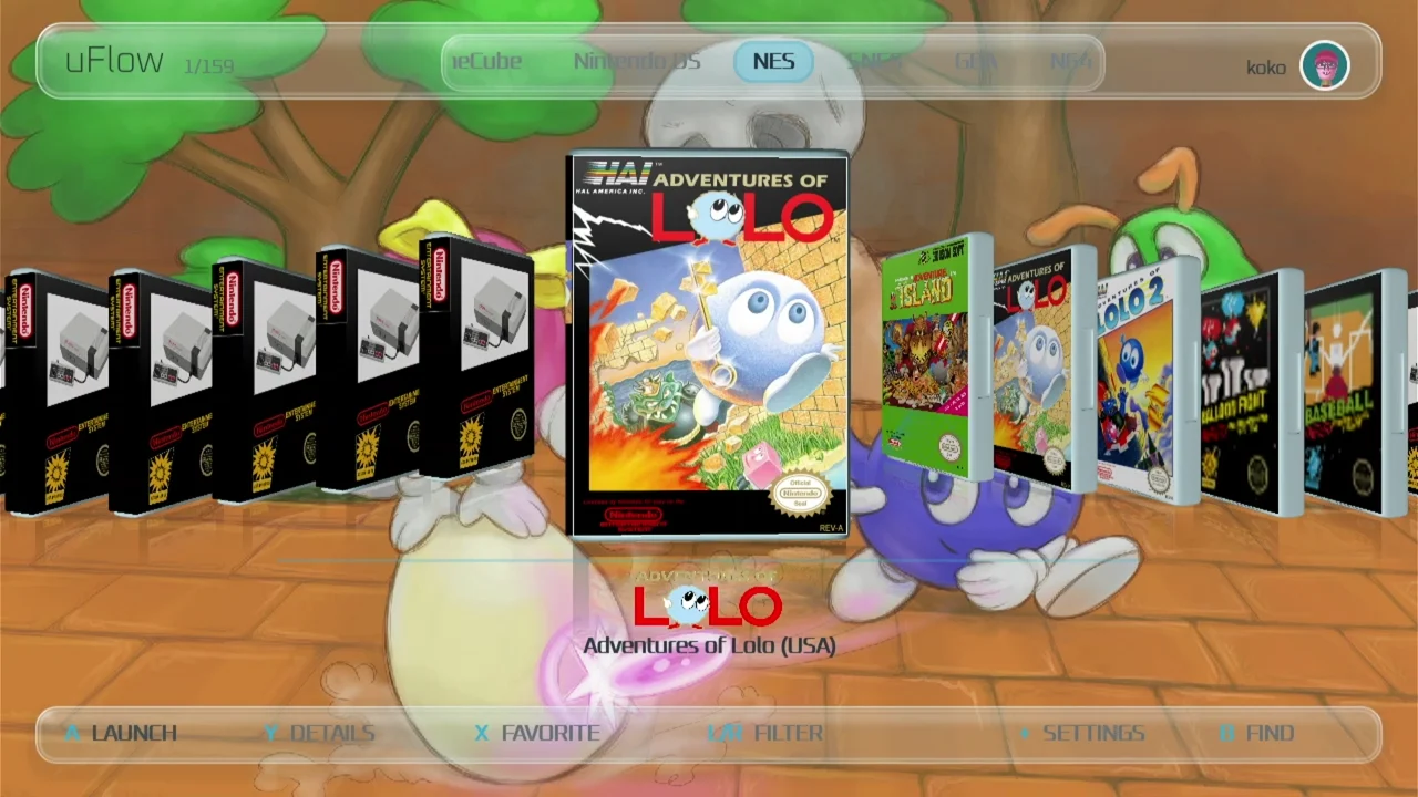 uFlow GlassFlow showing a library of 3D NES covers